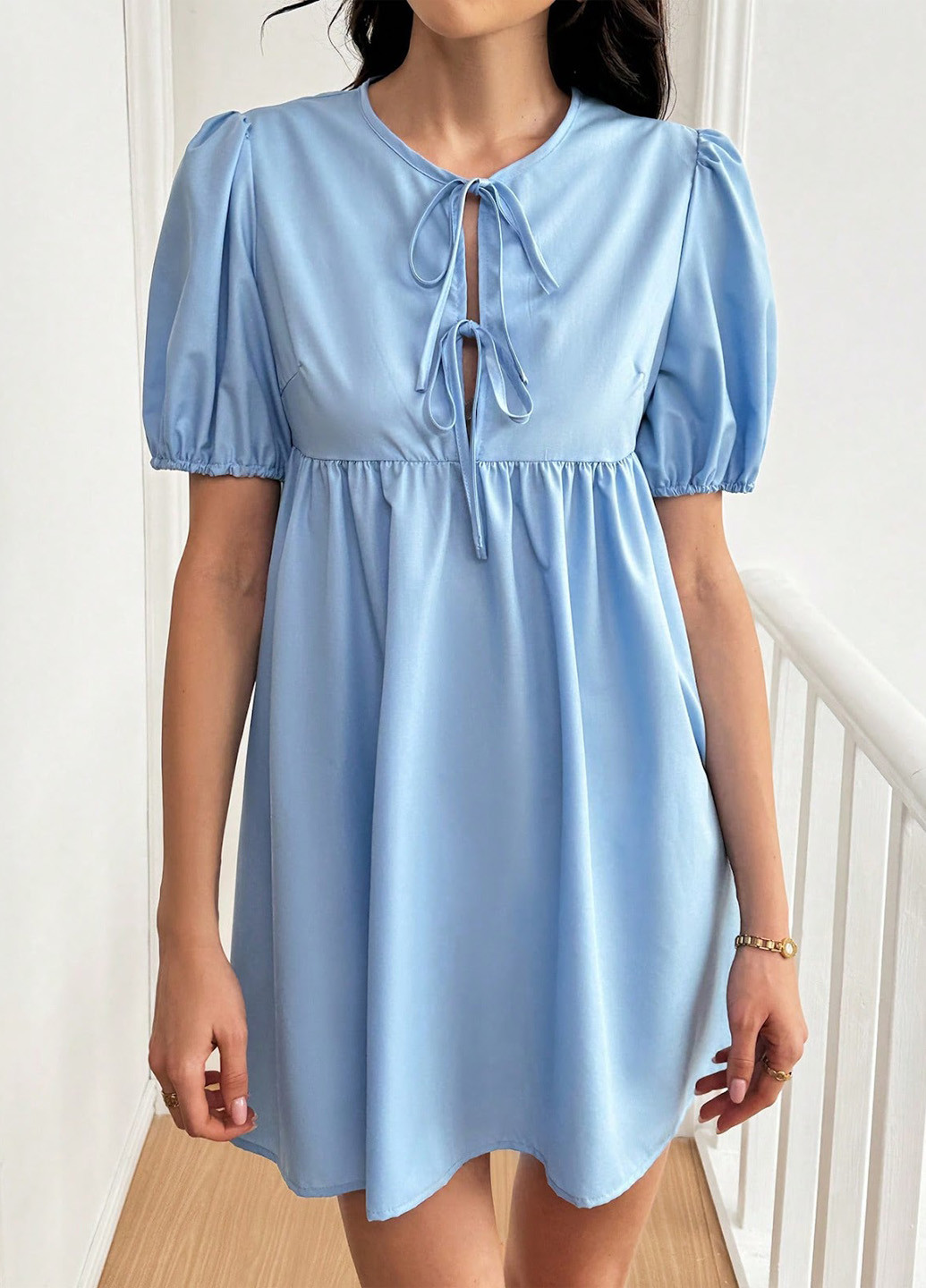 Блакитна кежуал сукня в стилі армпір SHEIN однотонна