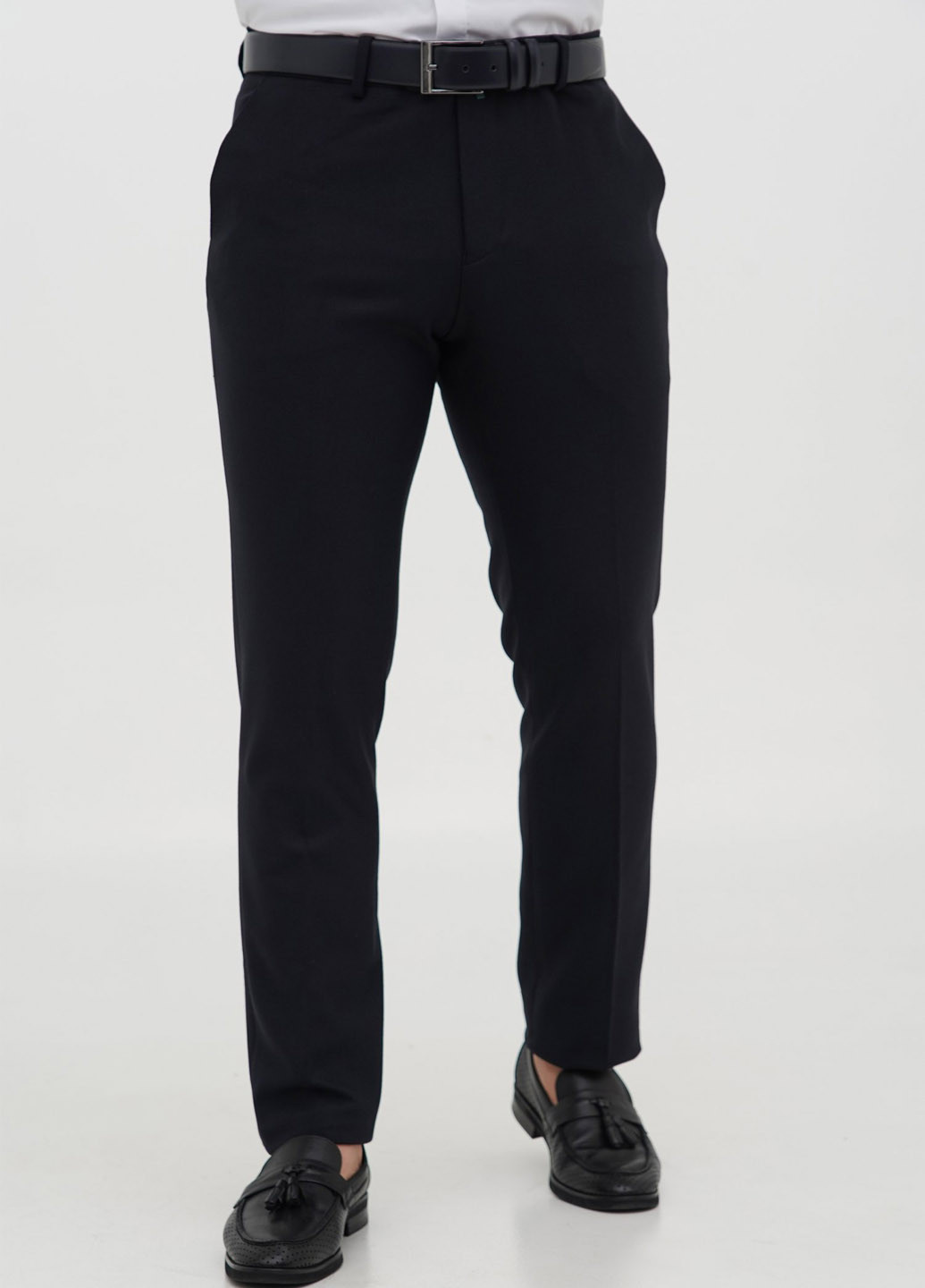 Темно-синие классические демисезонные зауженные брюки Trend Collection