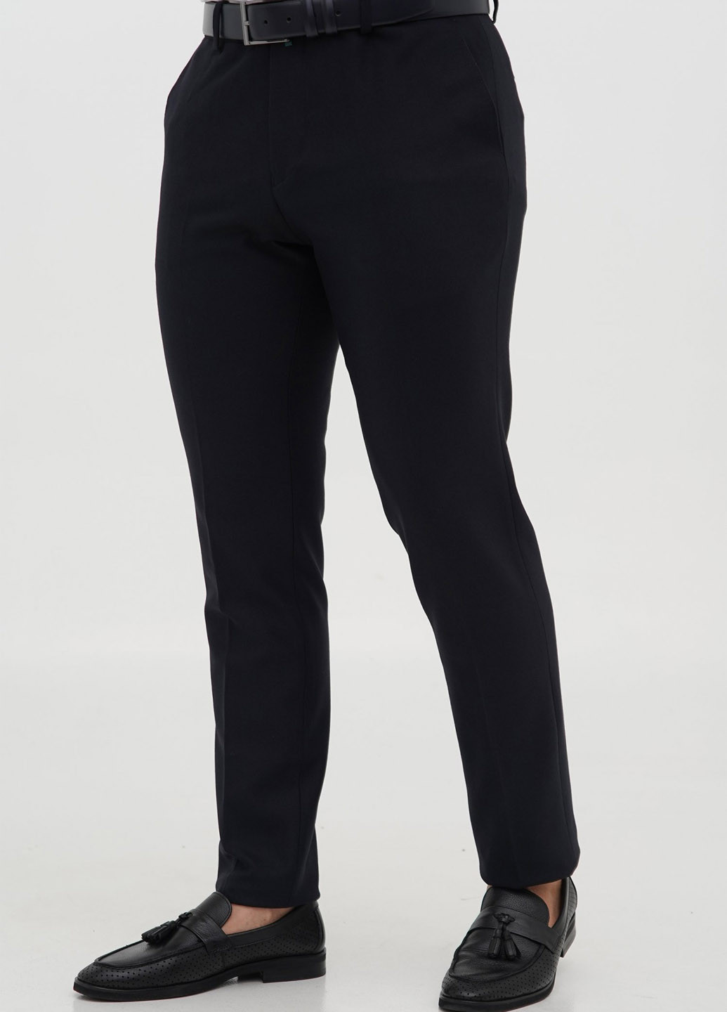 Темно-синие классические демисезонные зауженные брюки Trend Collection