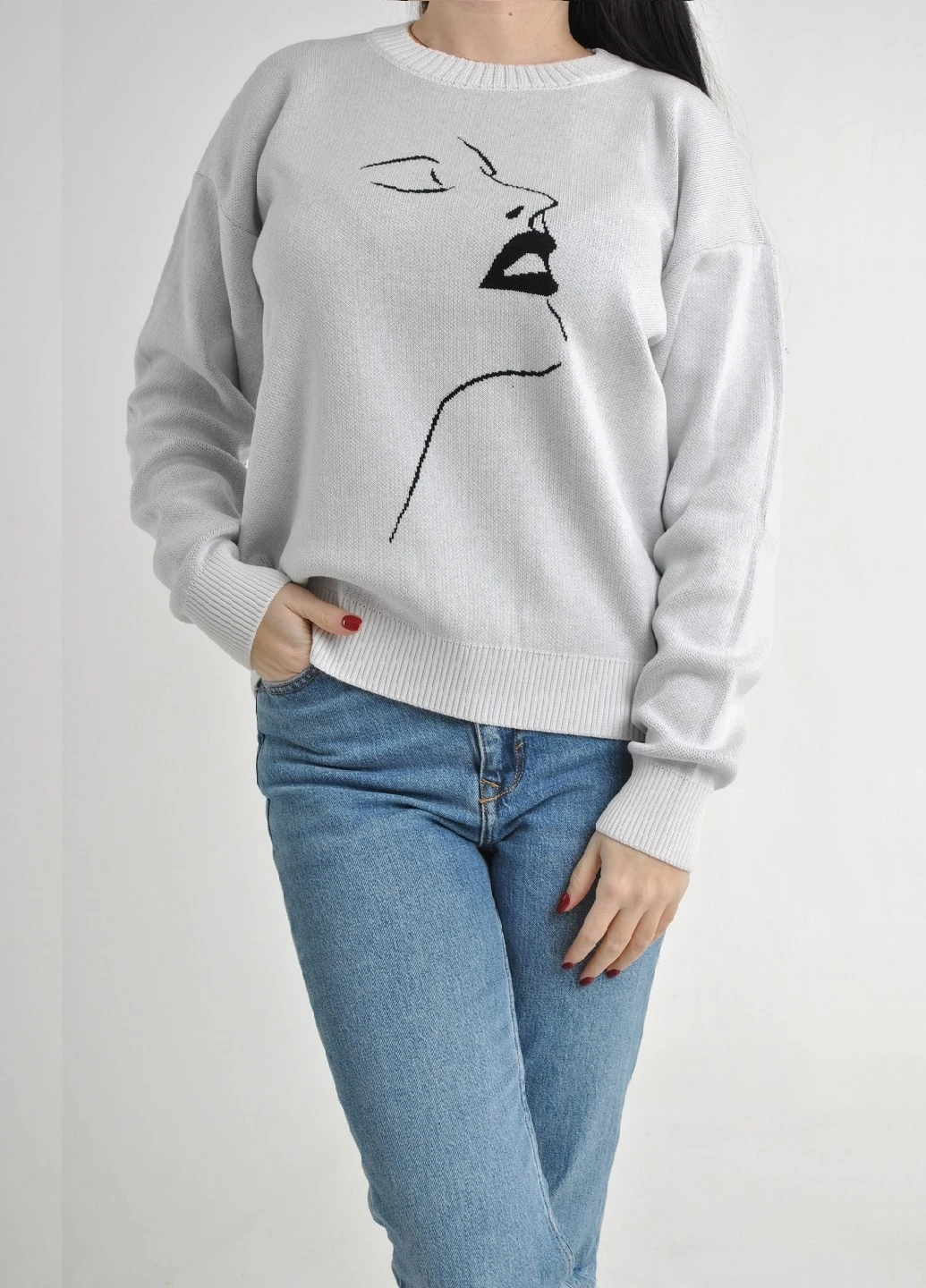 Белый демисезонный весенний хлопковый джемпер Fashion Club
