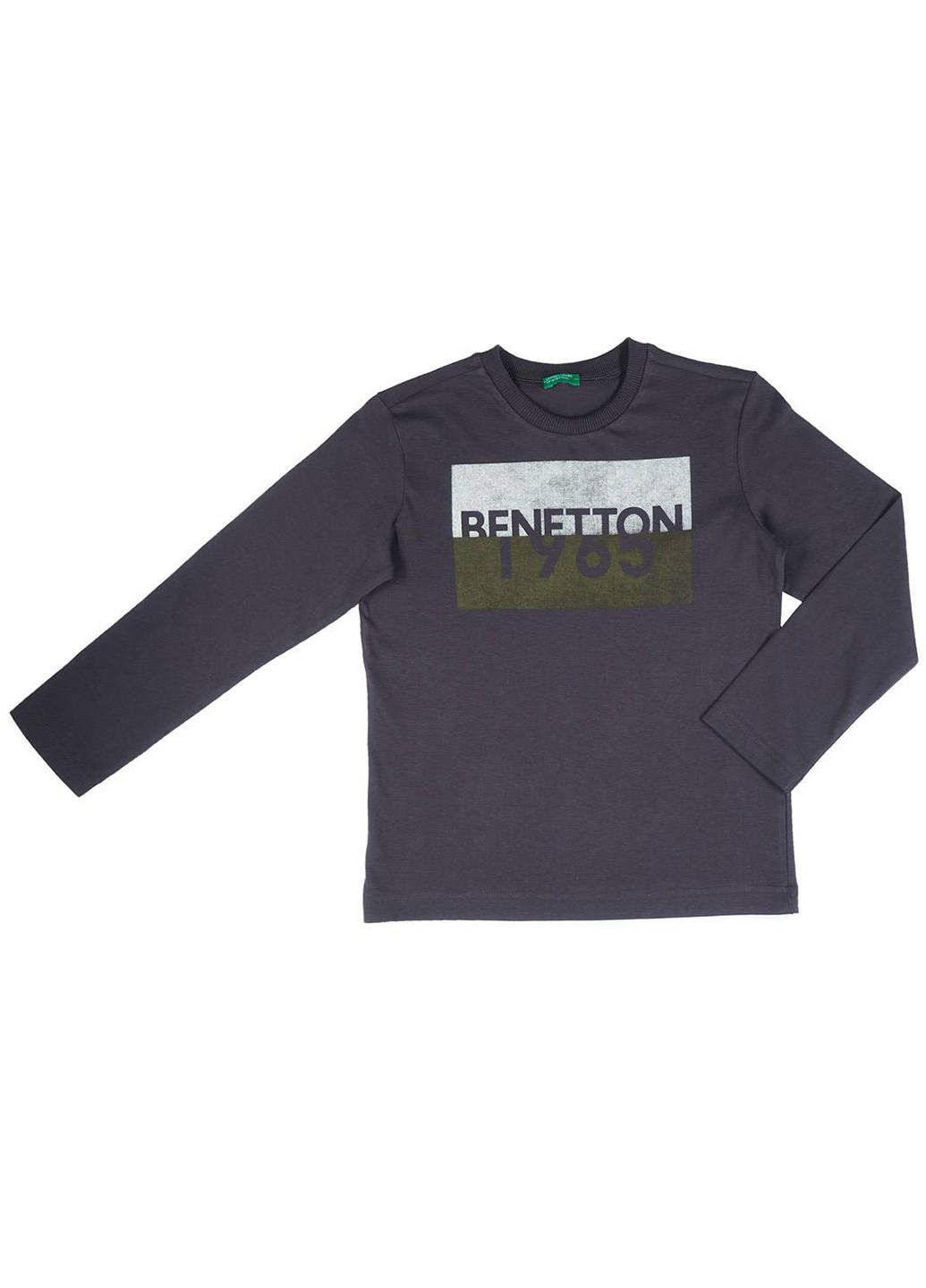 Темно-серый демисезонный кэжуал лонгслив United Colors of Benetton с надписями