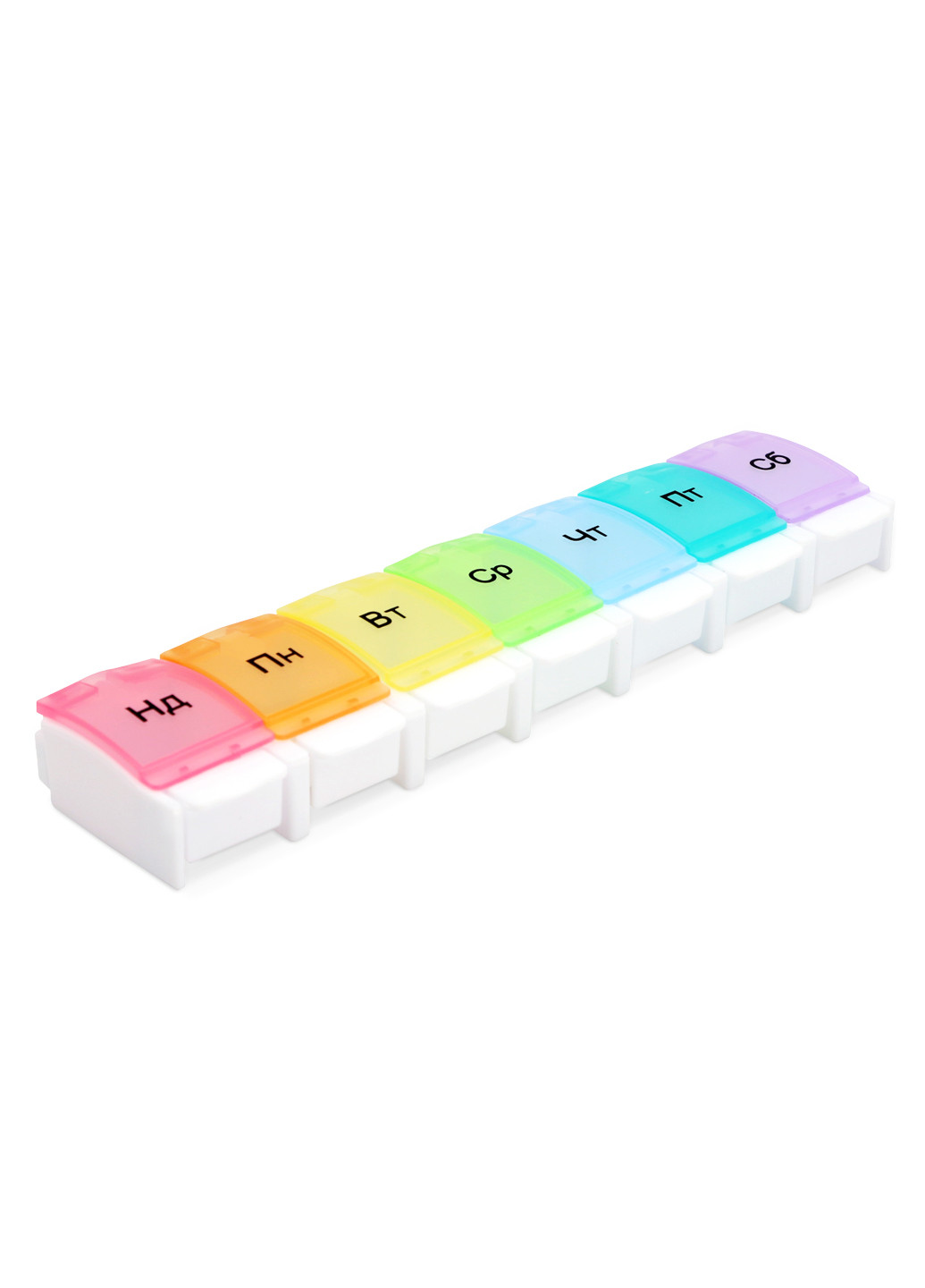 Органайзер для таблеток на 7 дней пластиковый цветной, 22,3х5,2х2,8 см MVM (251103859)