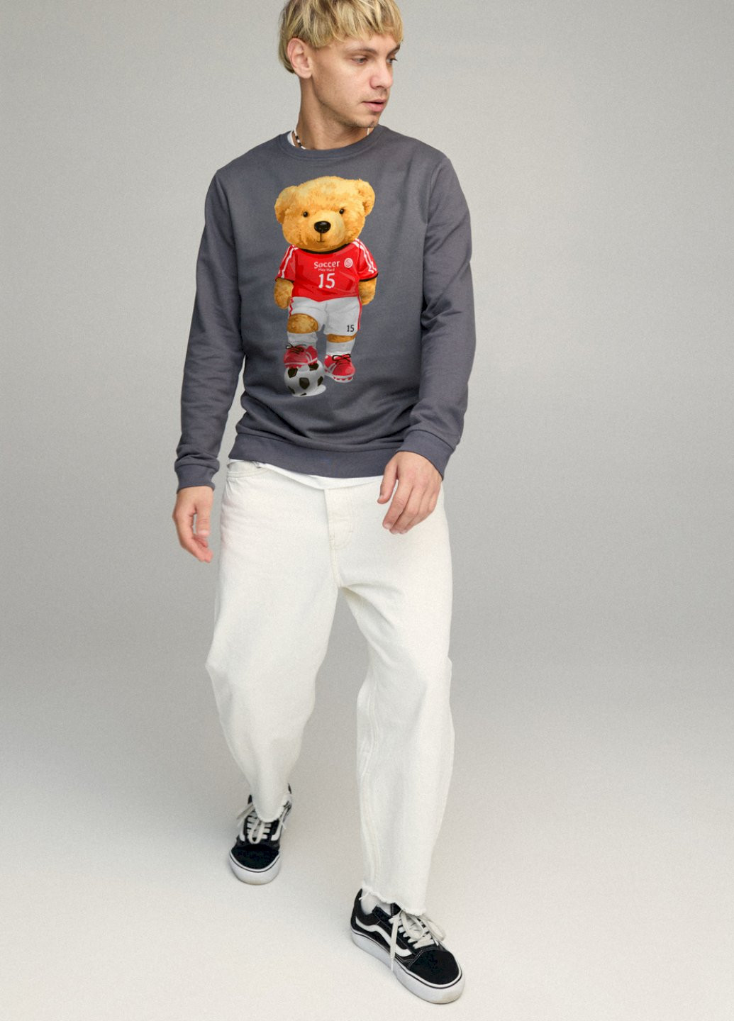 Темно-серый свитшот мужской basic /no flis/ YAPPI (252258409)