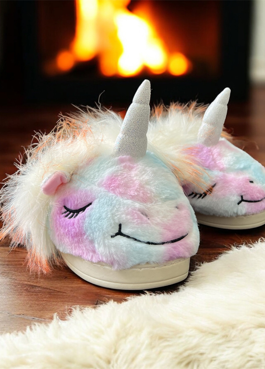 Темно-розовые тапочки Lion с ушками, с вышивкой, с аппликацией