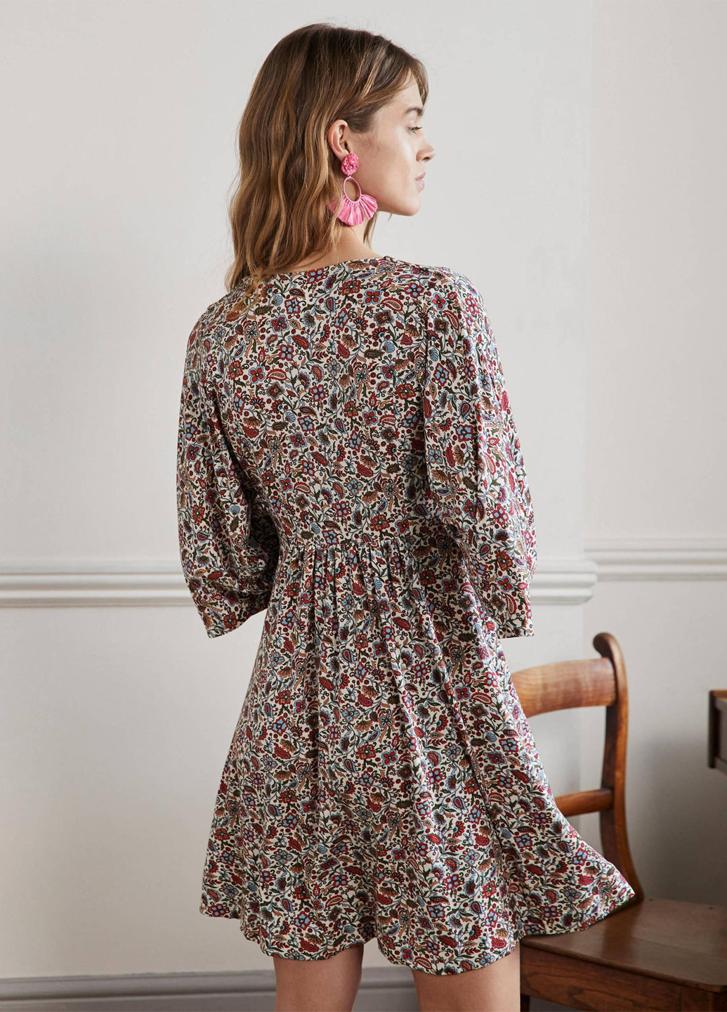 Комбинированное кэжуал платье в стиле ампир Boden с цветочным принтом