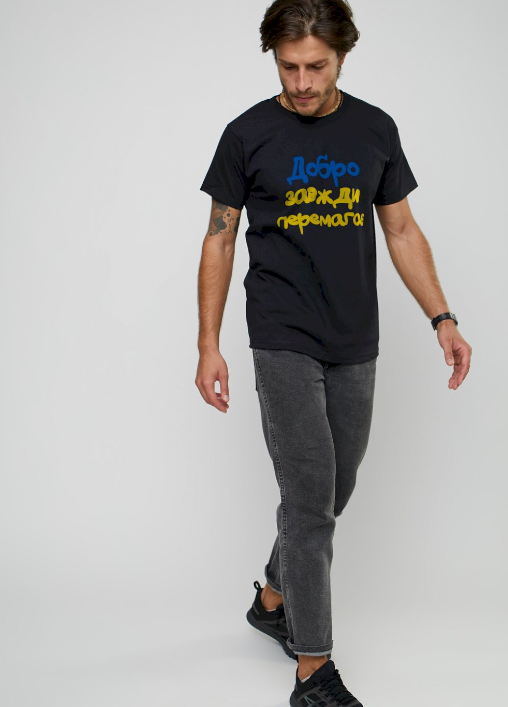 Чорна футболка чоловіча basic /дихаючий принт/ YAPPI