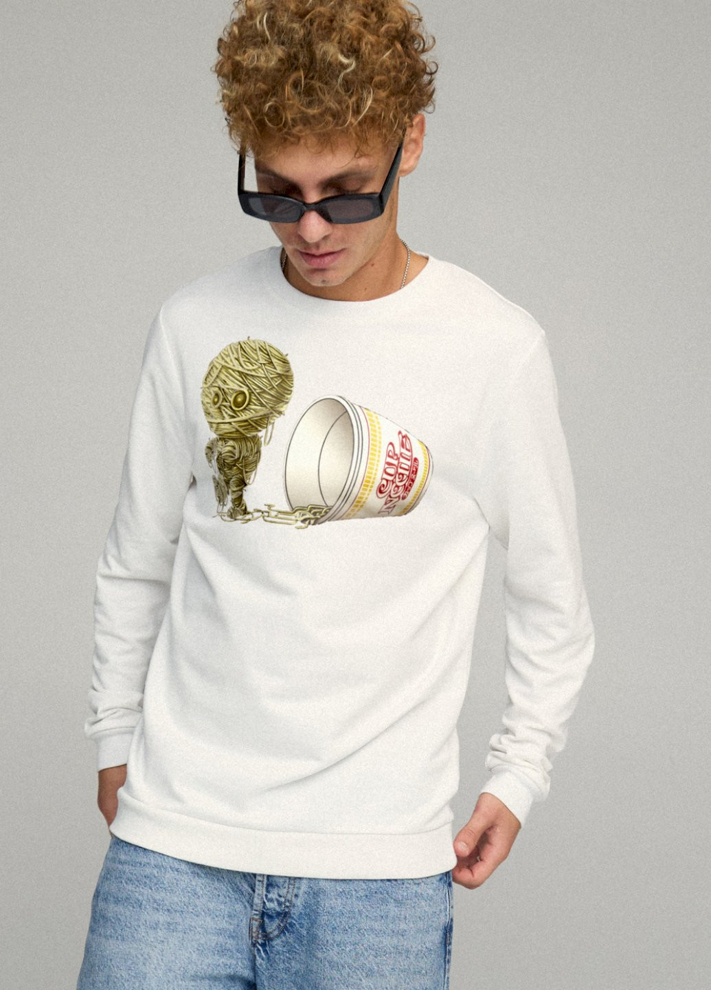 Білий свитшот мужской basic /no flis/ YAPPI малюнок (254557526)