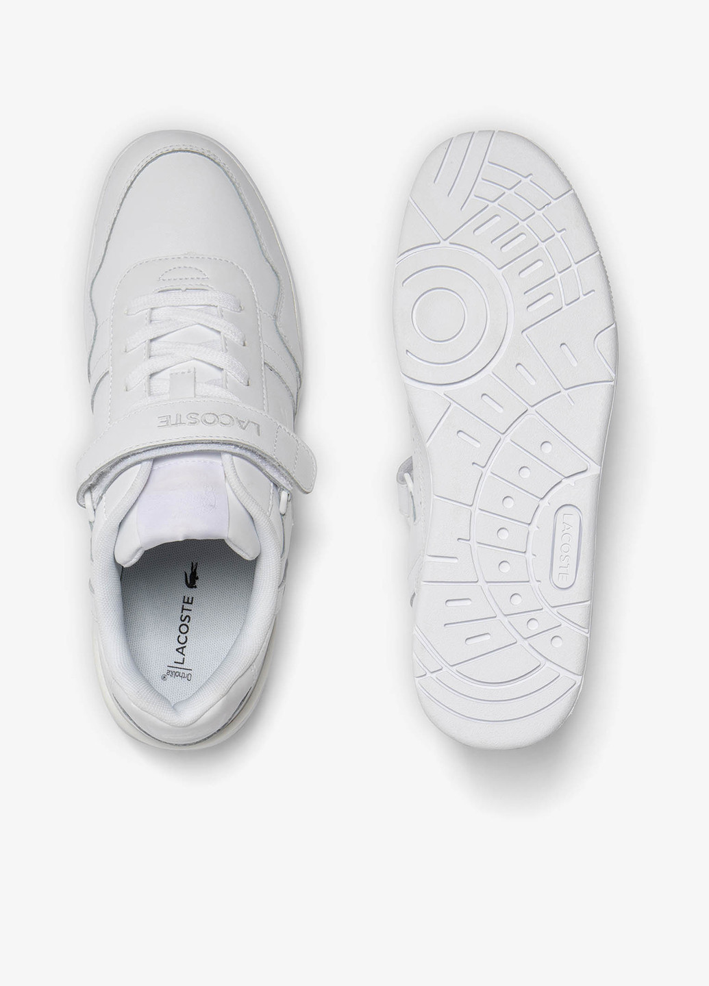 Белые демисезонные кроссовки Lacoste T-Clip Velcro