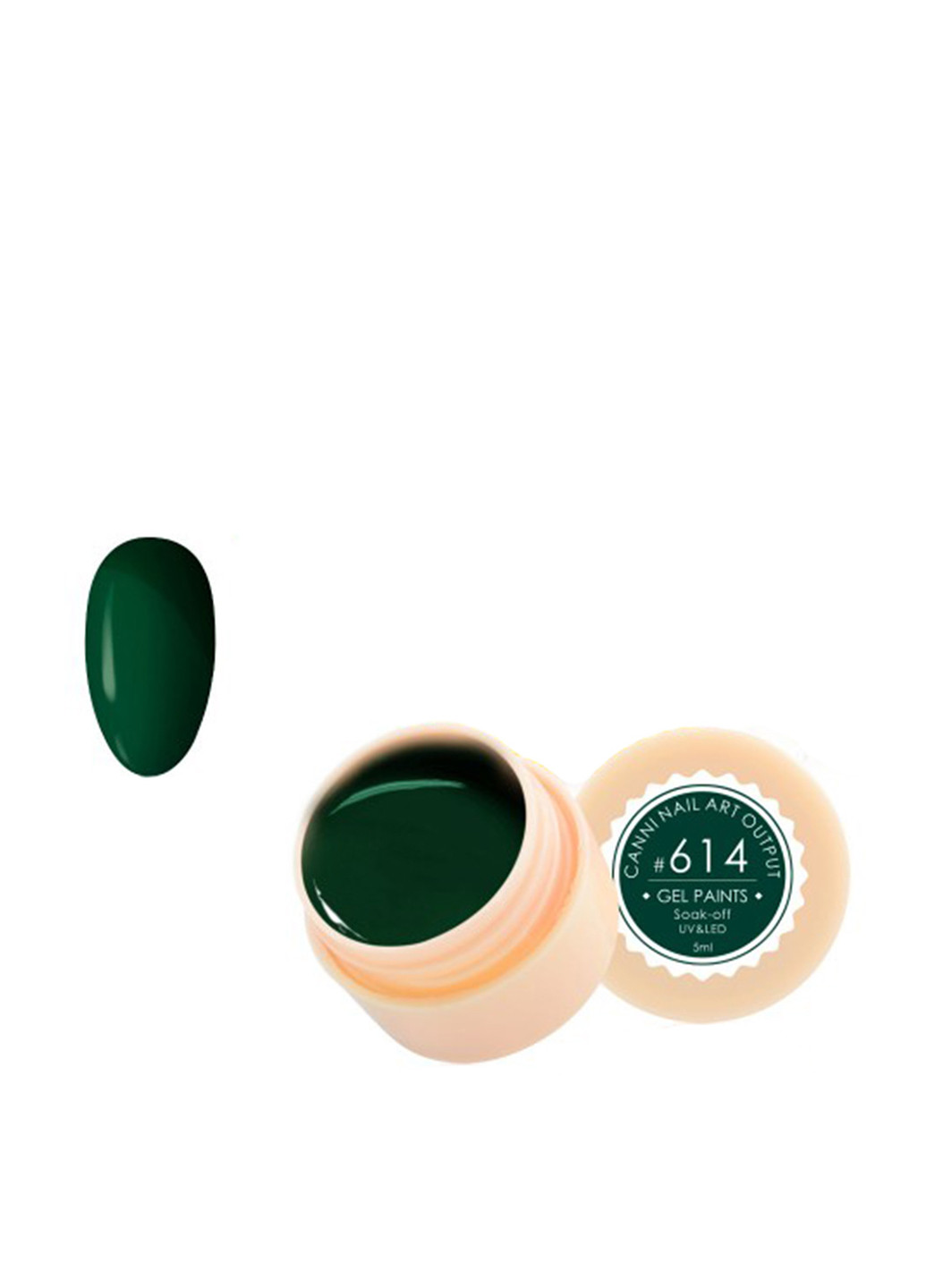 Гель-фарба для нігтів №614 (темно-зелена), 5 мл Canni (83228073)