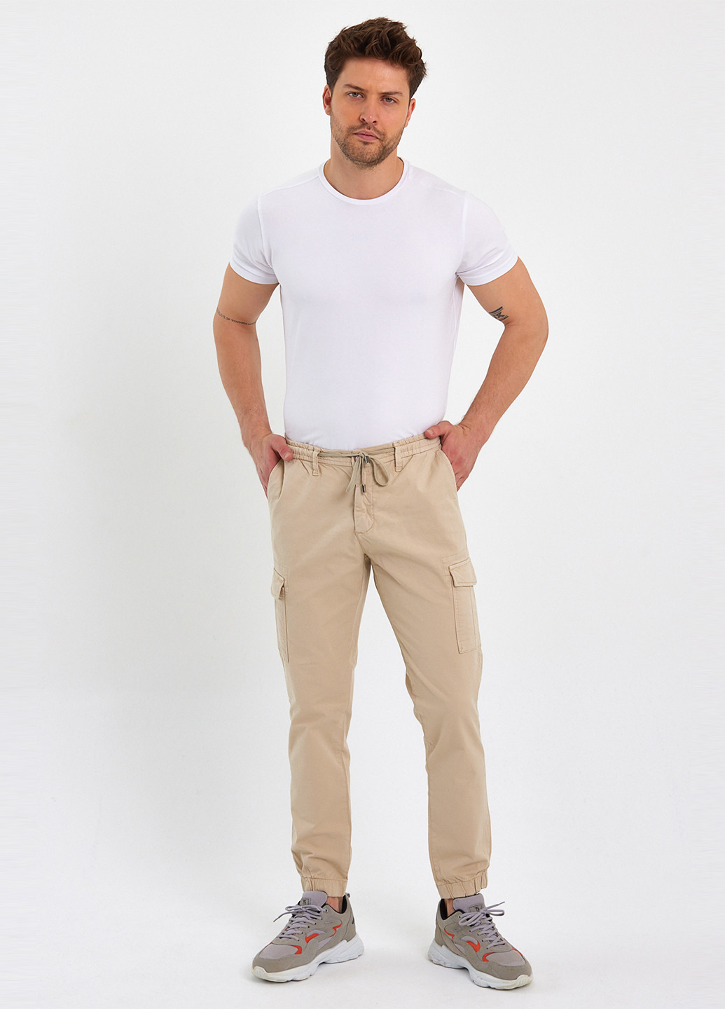 Бежевые кэжуал демисезонные карго брюки Trend Collection