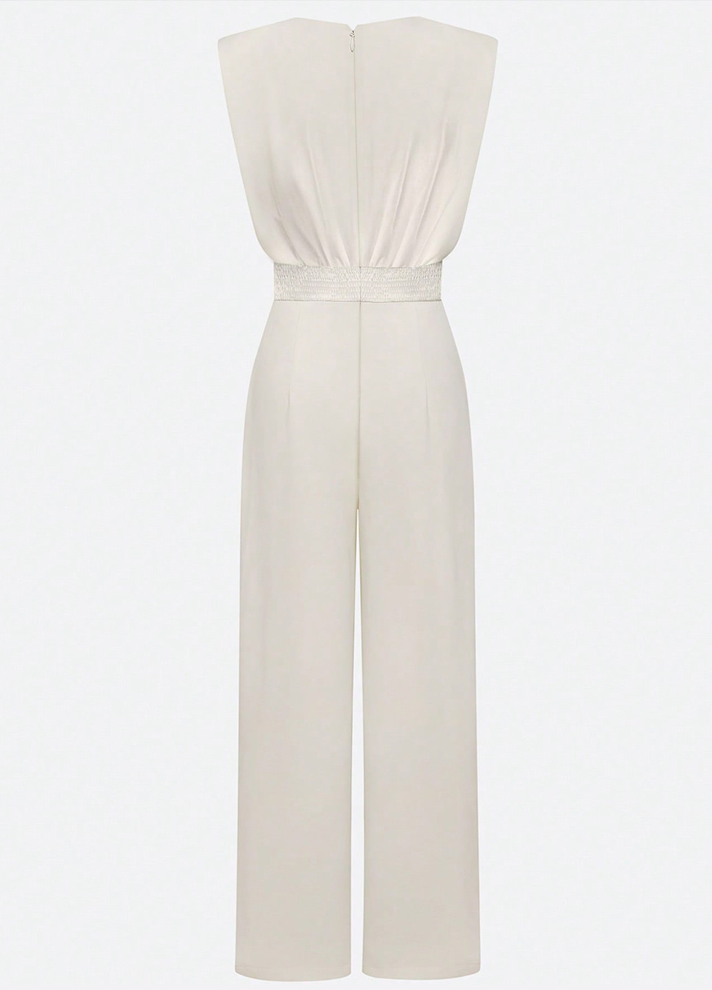 Комбинезон SHEIN комбинезон-брюки однотонный светло-бежевый праздничный, вечерний, деловой, кэжуал полиэстер