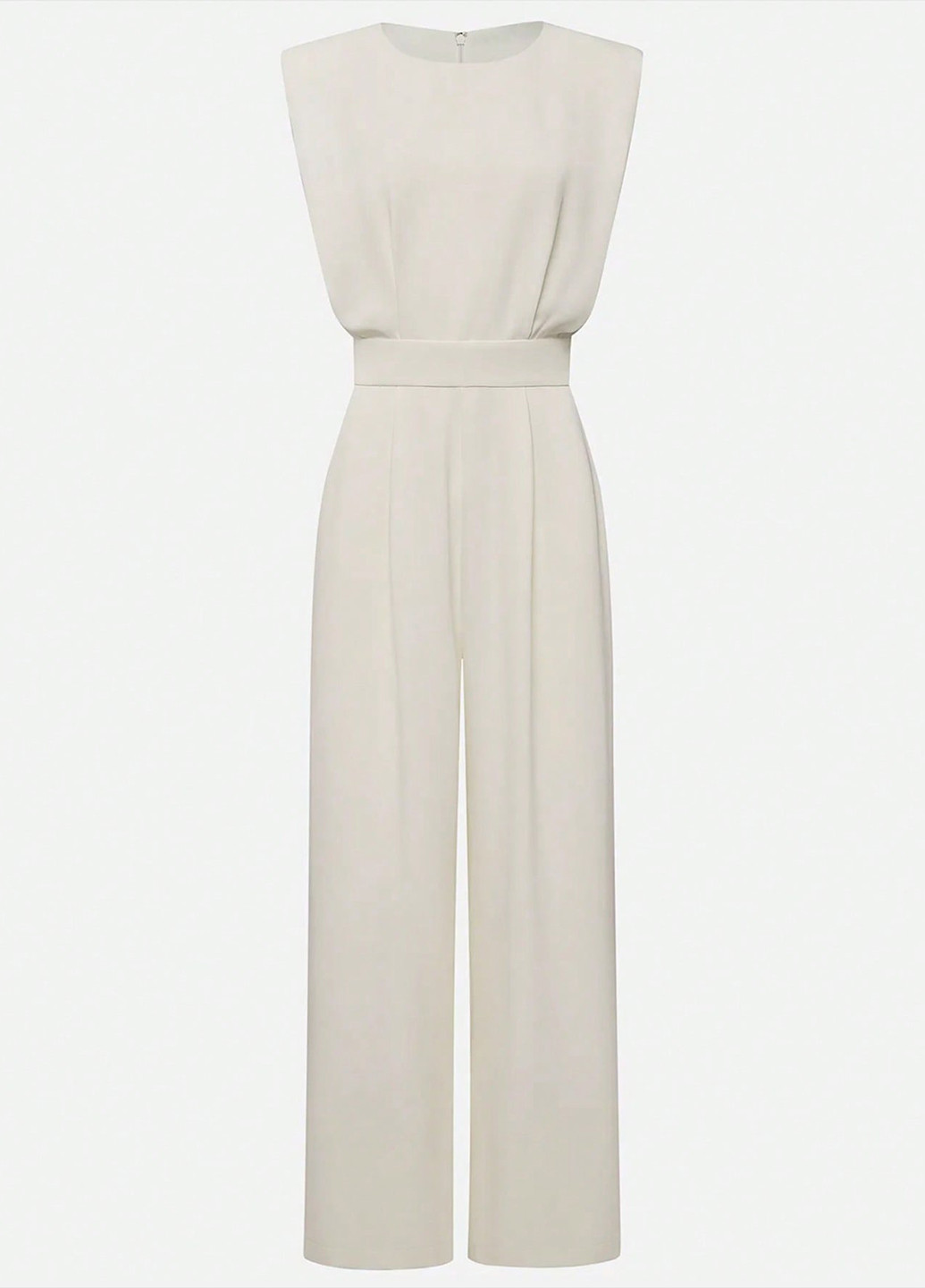Комбинезон SHEIN комбинезон-брюки однотонный светло-бежевый праздничный, вечерний, деловой, кэжуал полиэстер