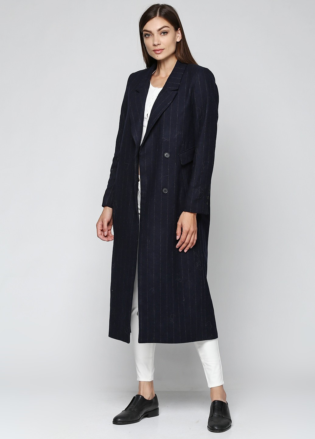 Темно-синє демісезонне Пальто двобортне H&M