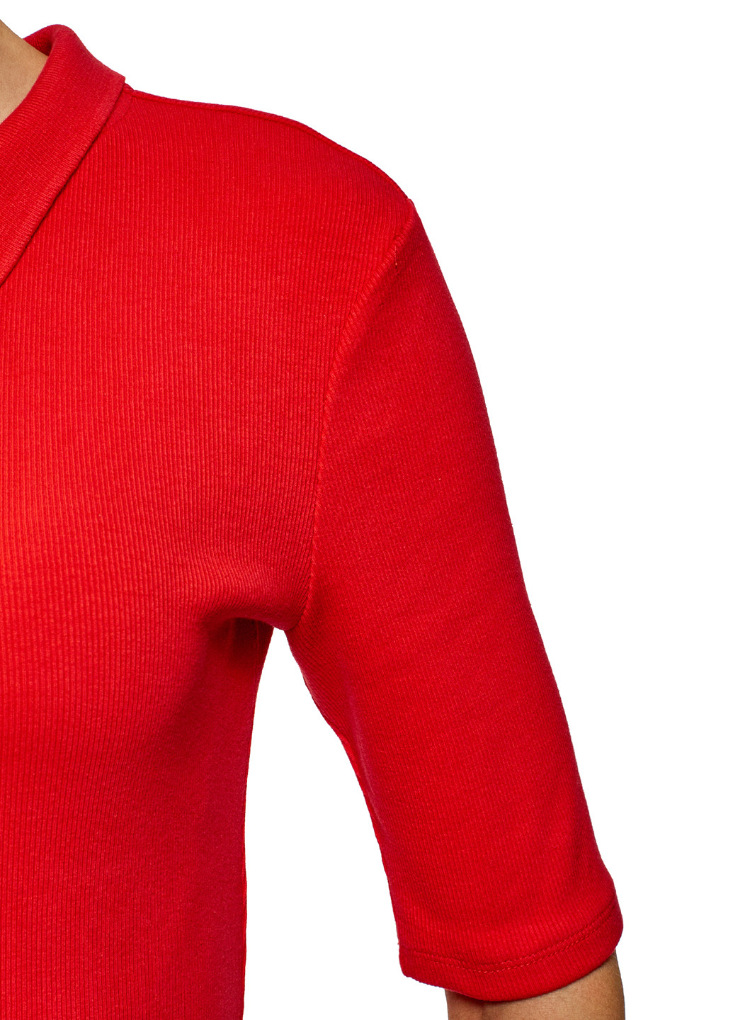 Красная женская футболка-поло Oodji однотонная
