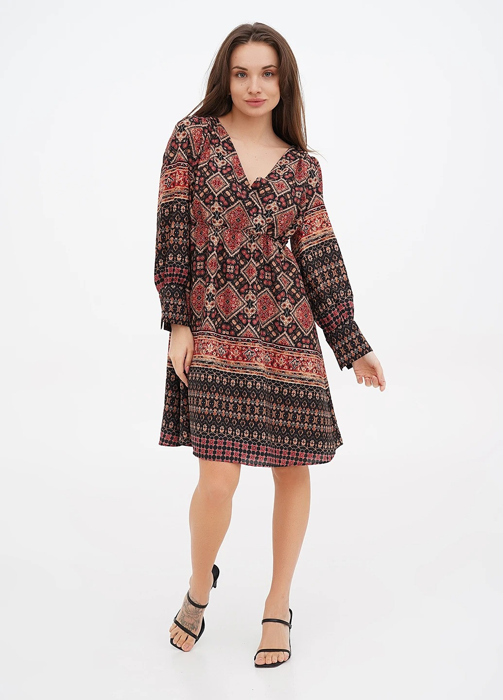 Комбинированное кэжуал платье Oltre с орнаментом