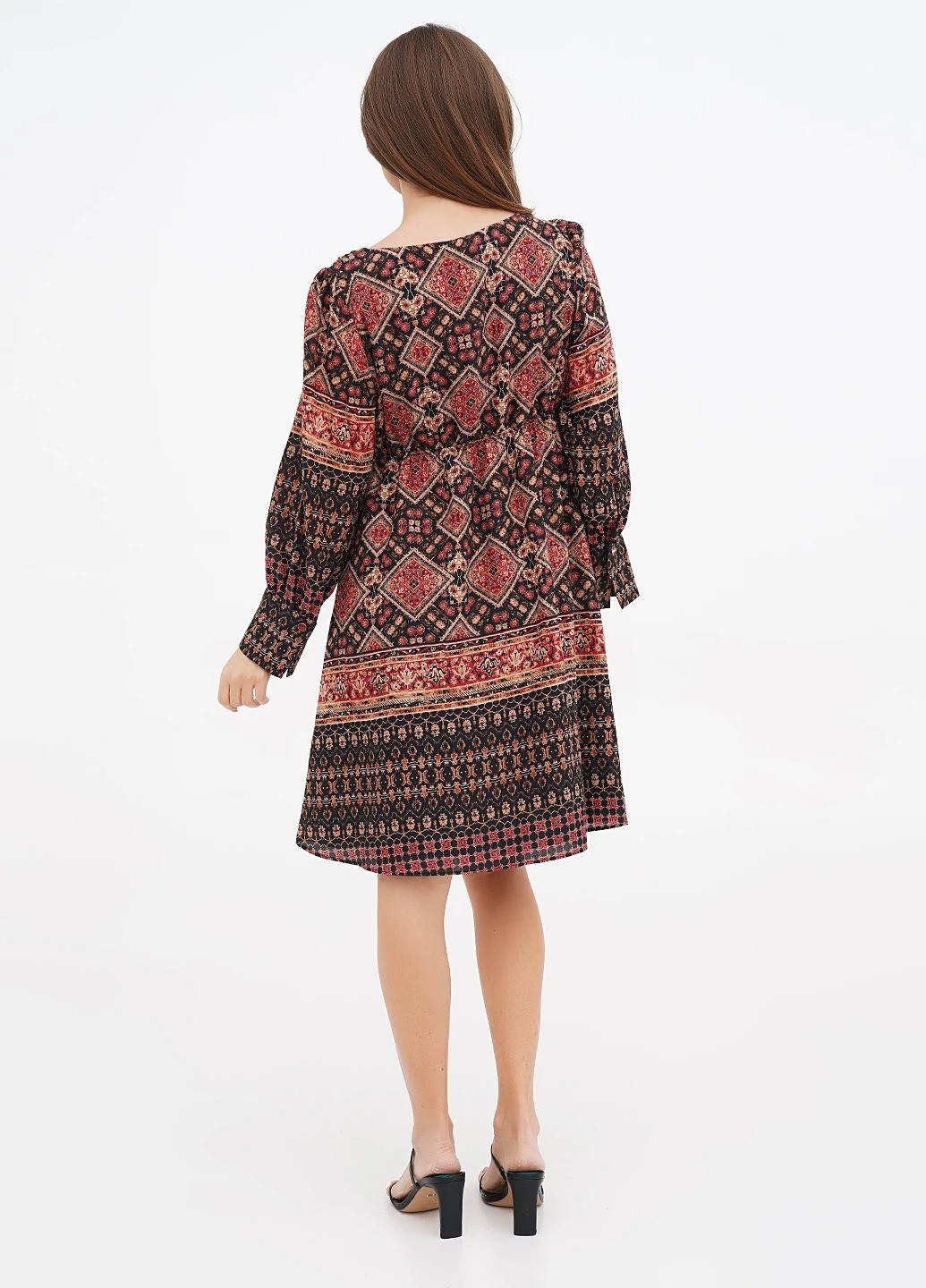 Комбинированное кэжуал платье Oltre с орнаментом