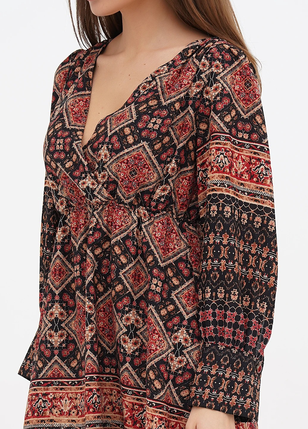 Комбинированное кэжуал платье Oltre с орнаментом