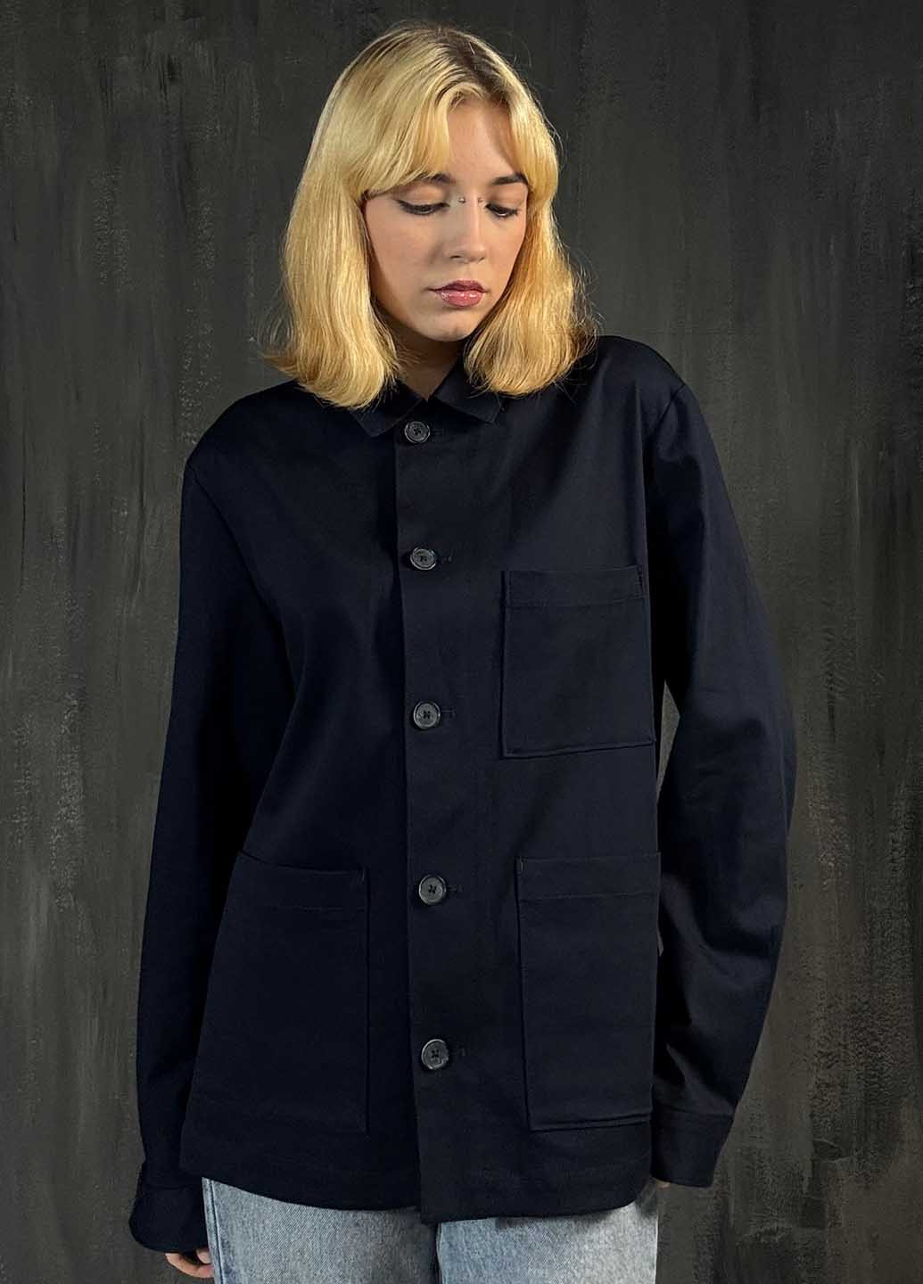 Темно-синяя кэжуал рубашка однотонная S.Oliver