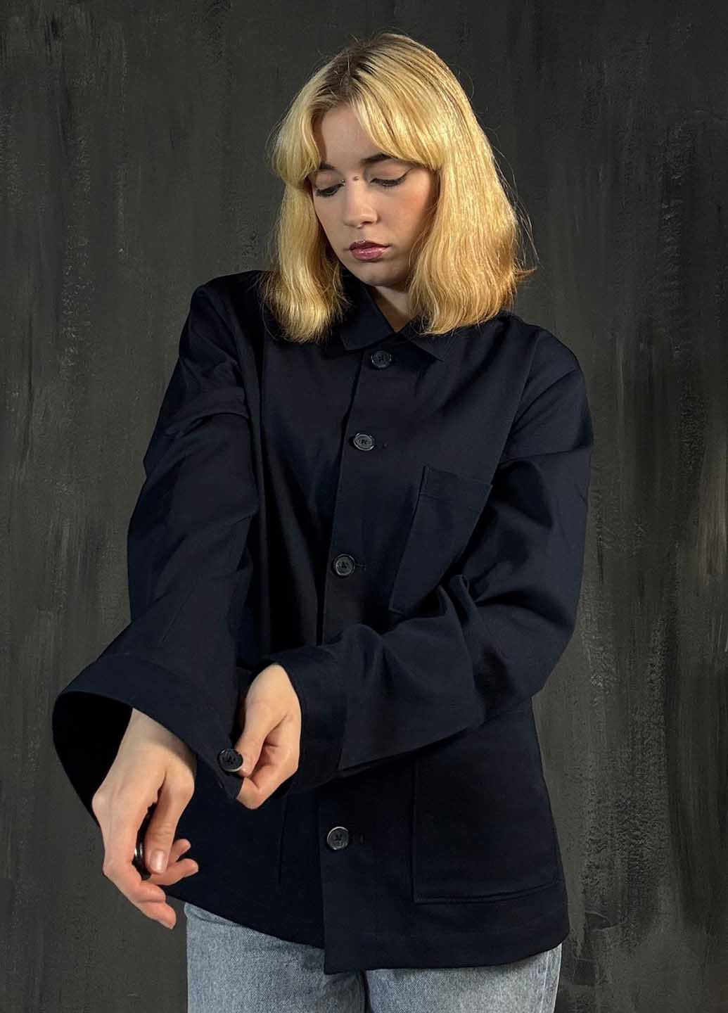 Темно-синяя кэжуал рубашка однотонная S.Oliver