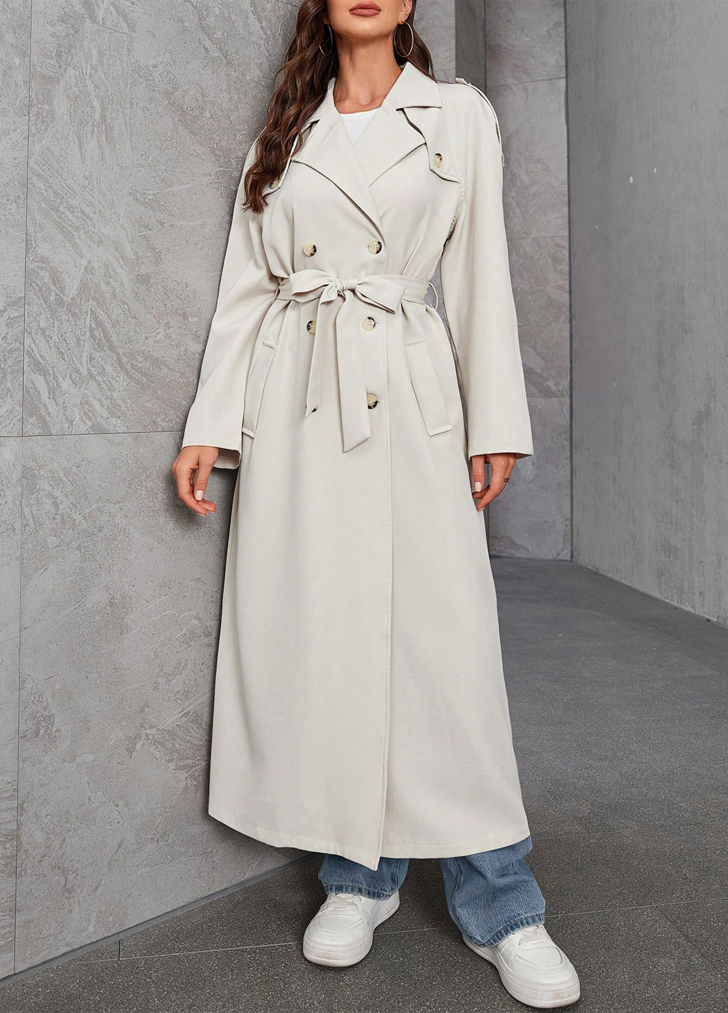 Плащ SHEIN тренчкот на пуговицах демисезон (345181769)