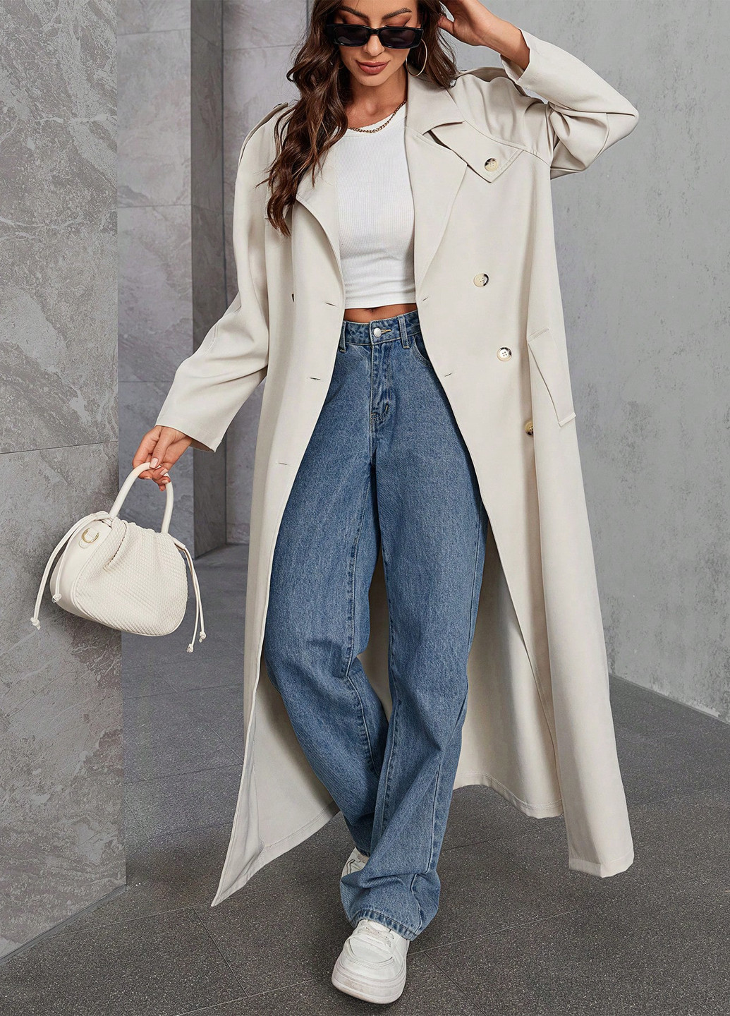 Плащ SHEIN тренчкот на пуговицах демисезон (345181769)