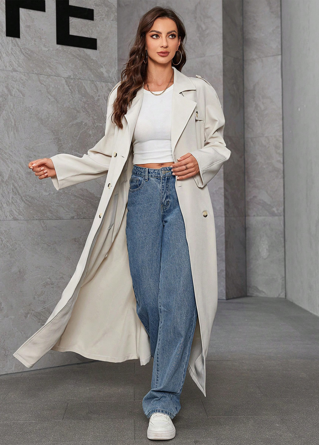 Плащ SHEIN тренчкот на пуговицах демисезон (345181769)