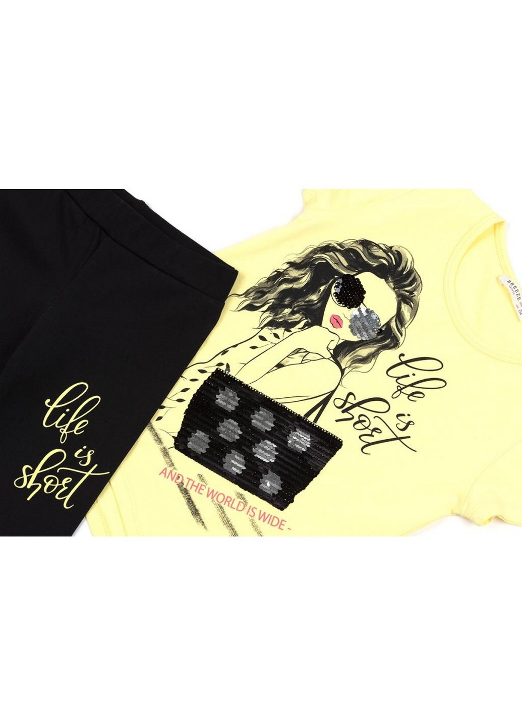 Жовтий літній костюм десткий з дівчинкою (12087-128g-yellow) Breeze