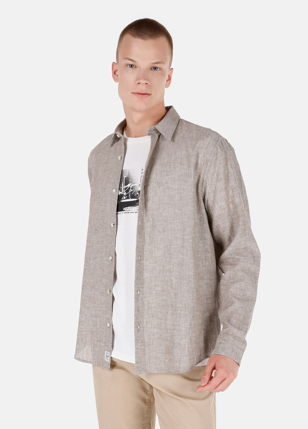 Бежевая кэжуал рубашка меланж Colin's