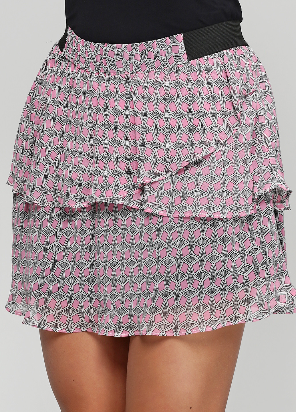 Розовая кэжуал с орнаментом юбка Cache Cache мини