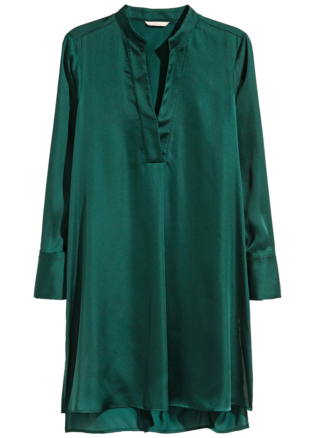 Туника H&M с длинным рукавом темно-зелёная кэжуал