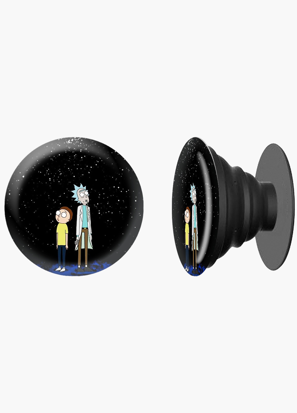Попсокет (Popsockets) тримач для смартфону Рік і Морті (Rick and Morty) (8754-1231) Чорний MobiPrint (216748473)