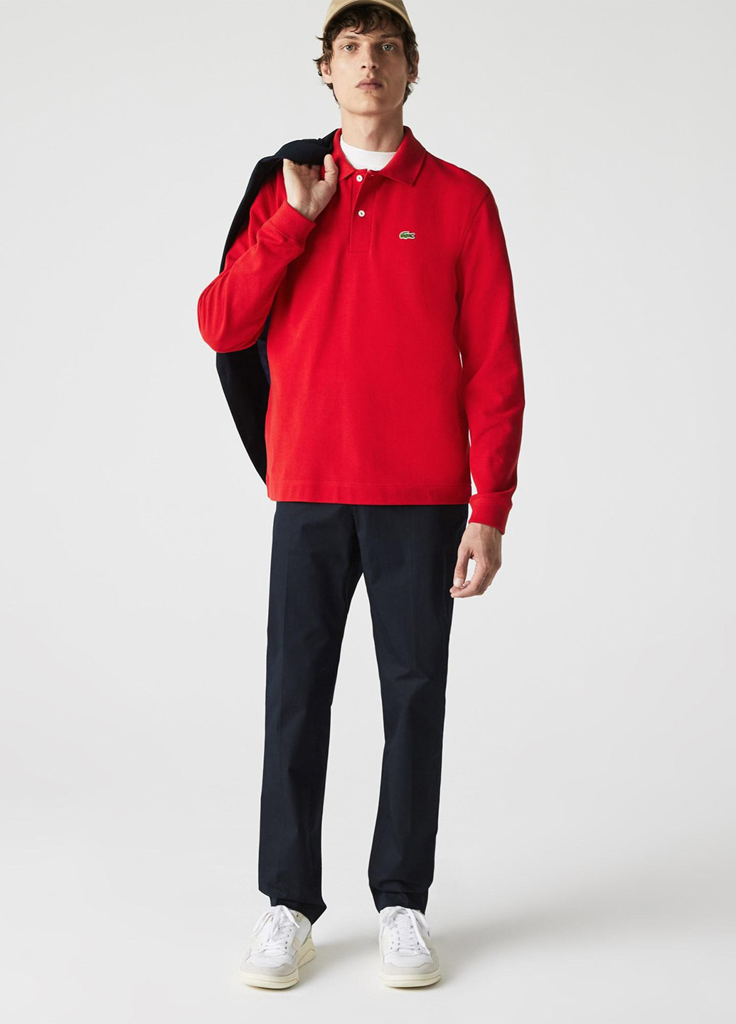 Темно-синие кэжуал демисезонные прямые брюки Lacoste