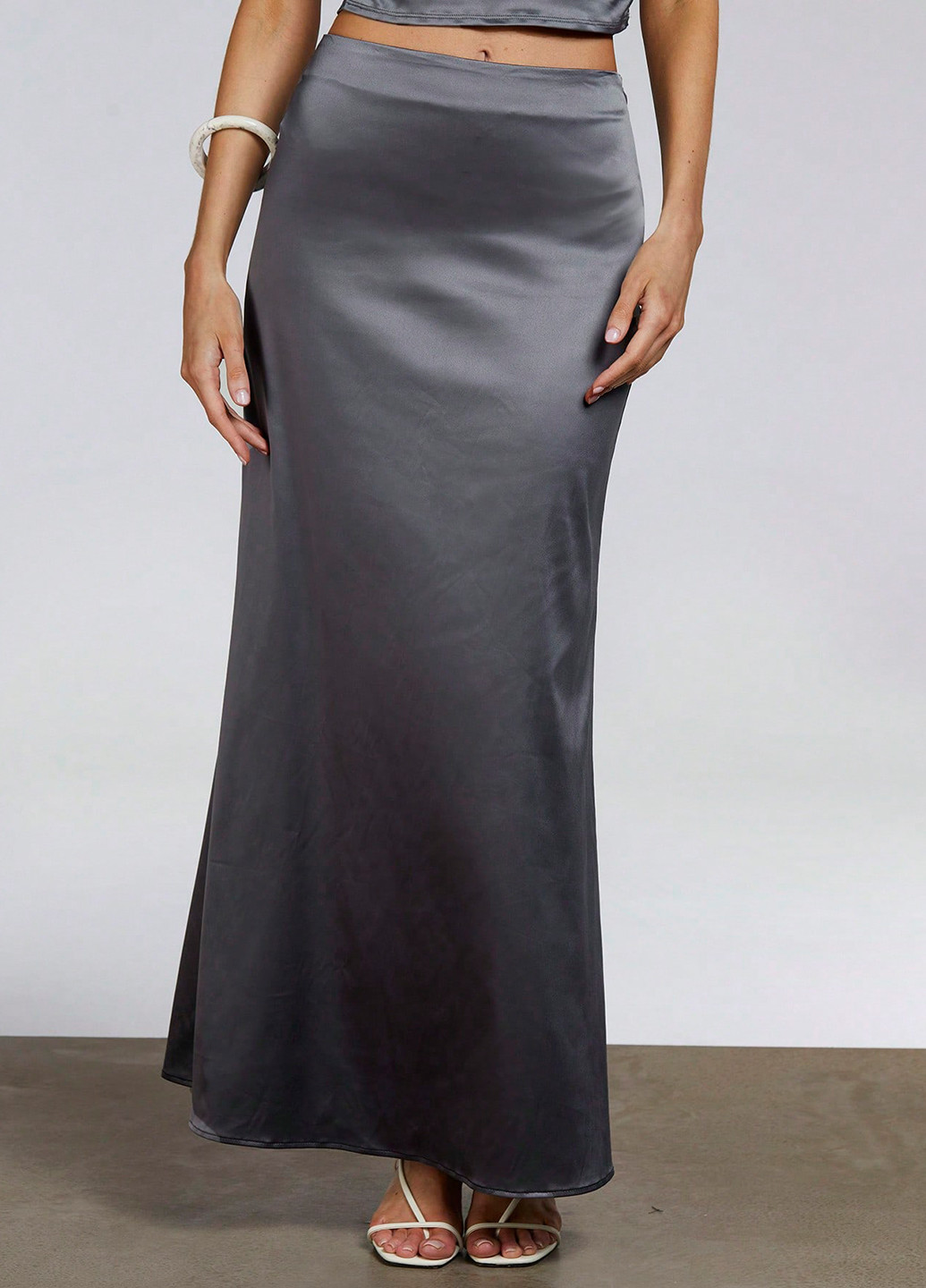 Темно-серая кэжуал однотонная юбка SHEIN