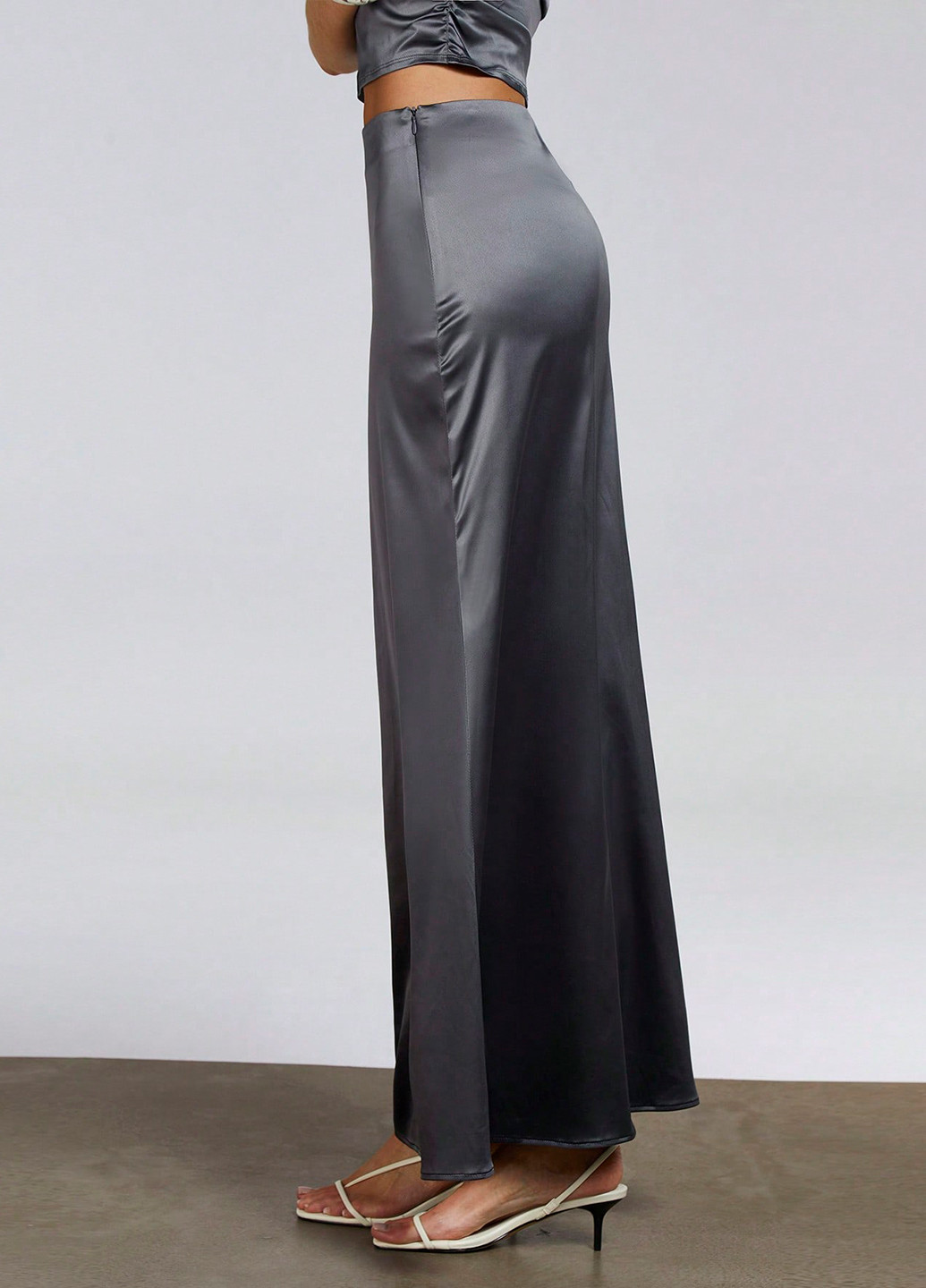 Темно-серая кэжуал однотонная юбка SHEIN