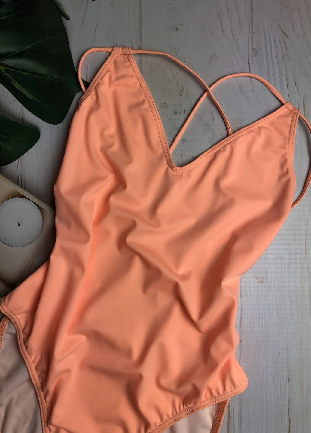 Пудровий літній цілісний купальник роздільний Asos