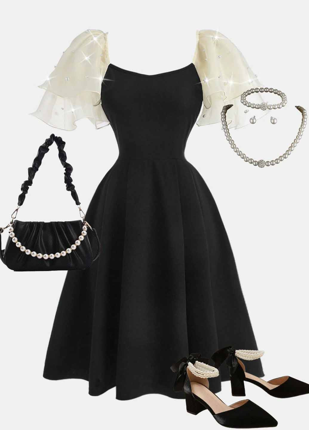 Чёрно-белое платье SHEIN (367211032)