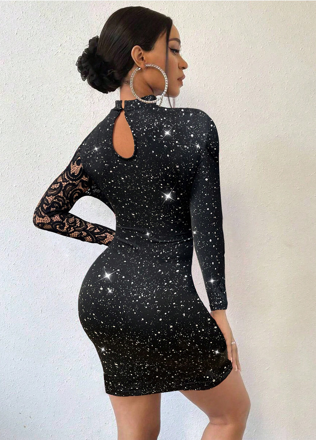 Чорна коктейльна, вечірня сукня силуетна SHEIN