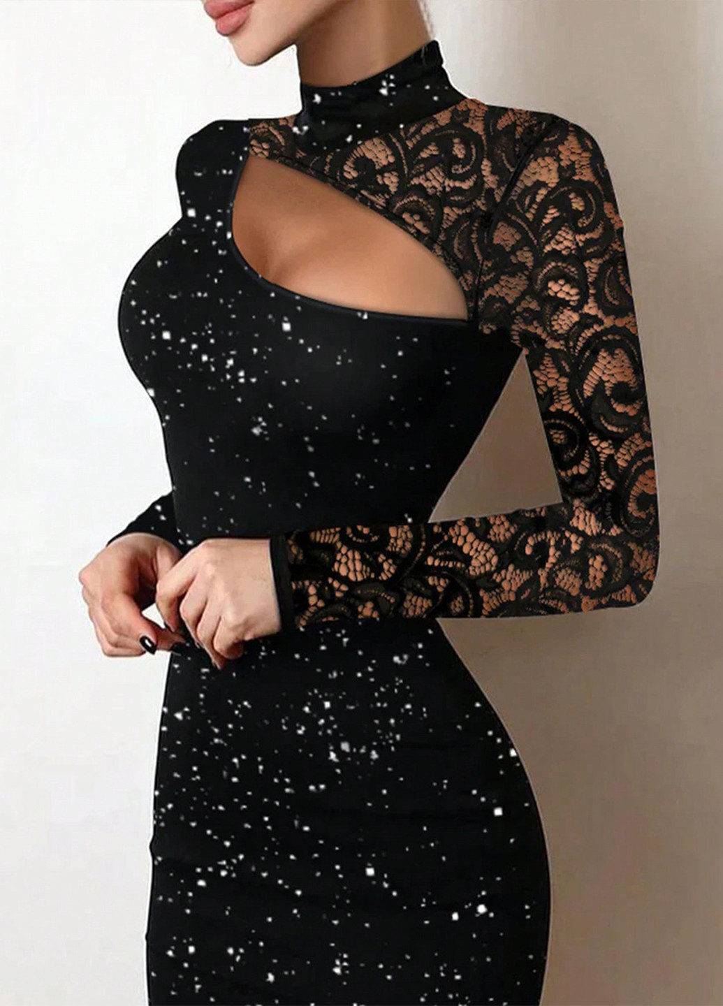 Чорна коктейльна, вечірня сукня силуетна SHEIN