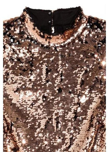 Бронзовое кэжуал платье с пайетками H&M однотонное