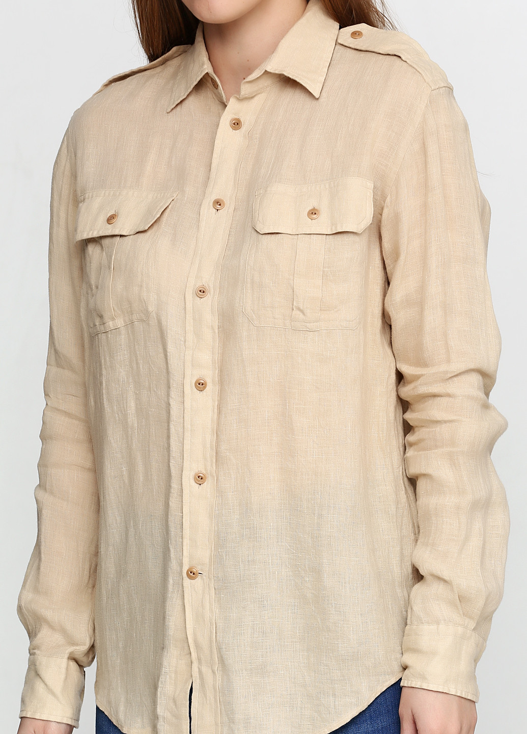 Молочная кэжуал рубашка однотонная Ralph Lauren