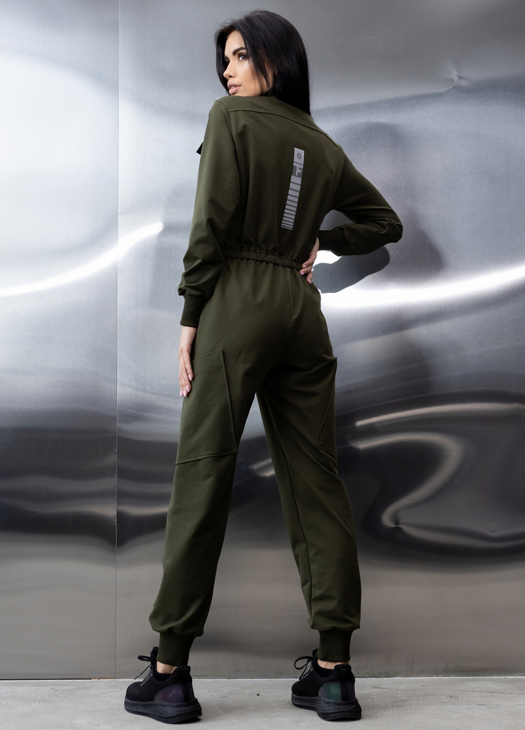 Хлопковый комбинезон с поясом и молнией TOTALFIT комбинезон-брюки однотонный кэжуал, спортивный хлопок, двунитка