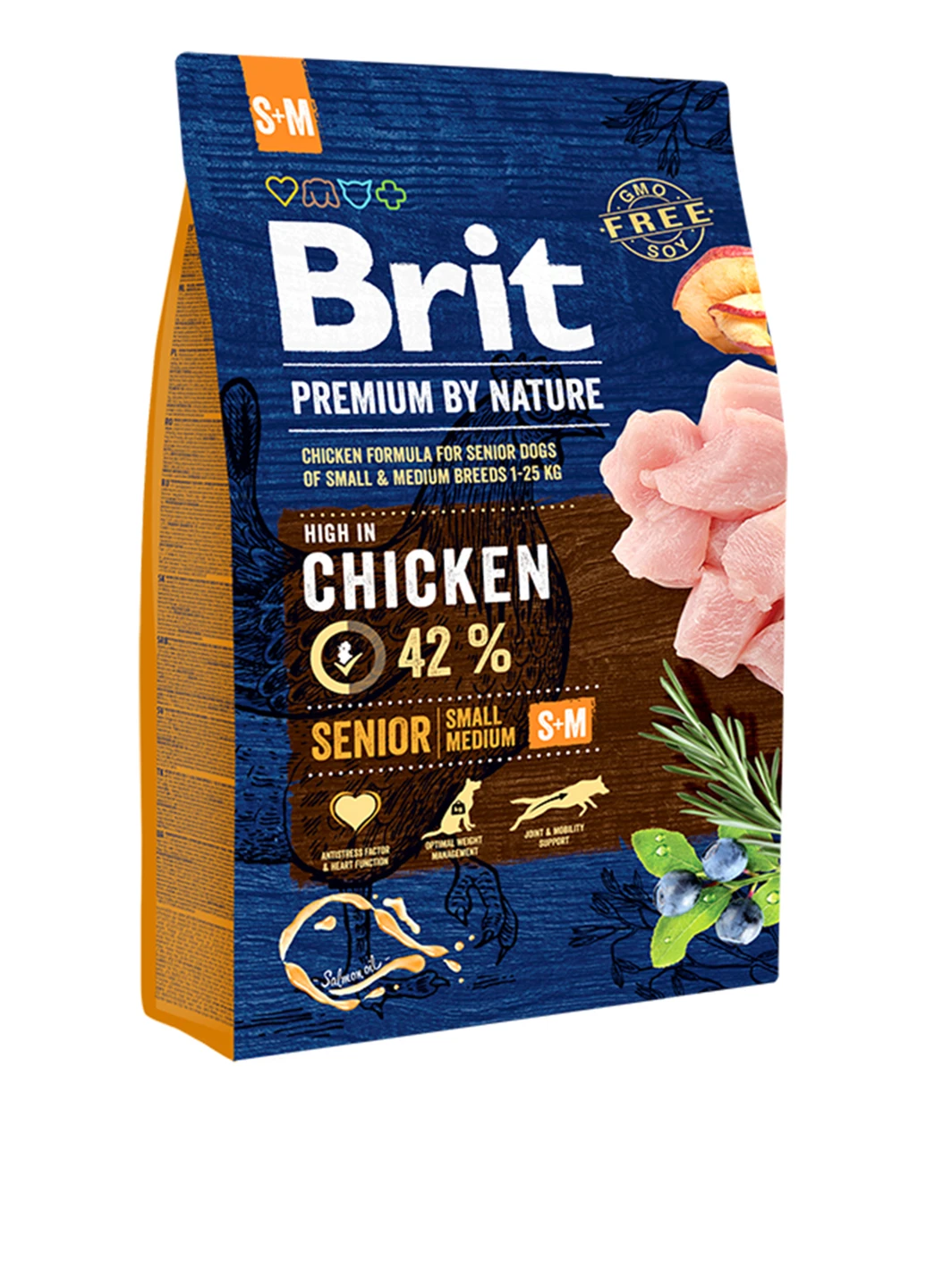 Корм для собак Dog Senior S+M, 3 кг Brit Premium (134399597)