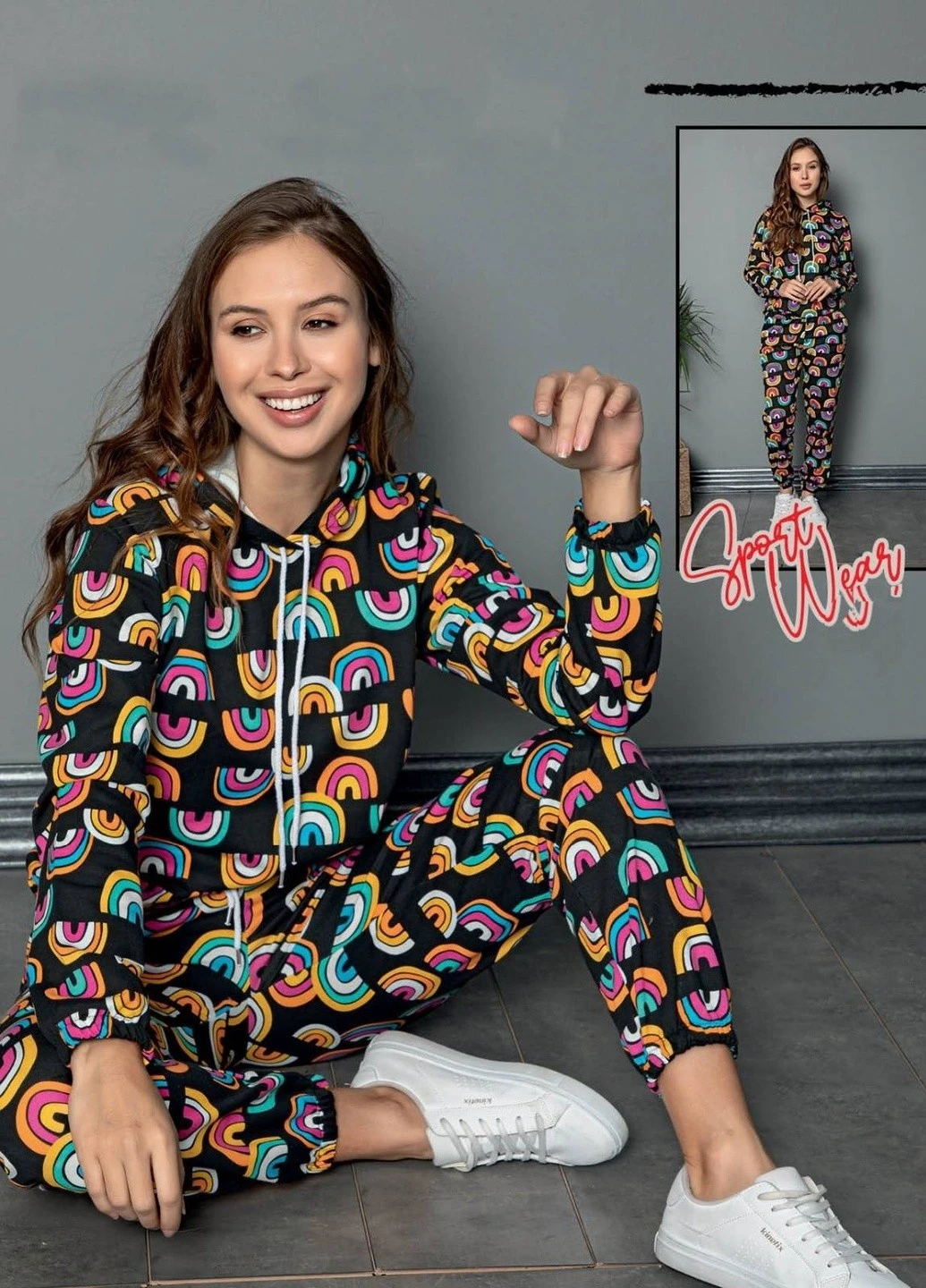 Чорна зимня комплект (світшот, штани) Muka Pijama