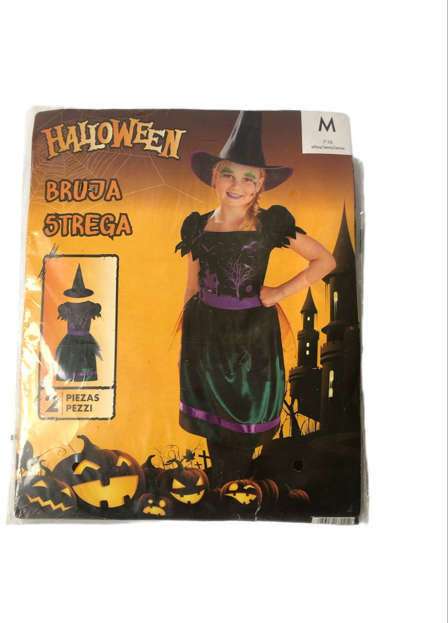 Зеленый костюм детский для хэллоуина «ведьма» Lidl