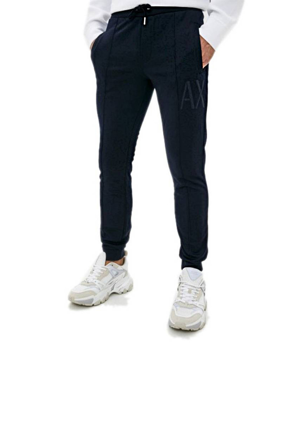 Темно-синие спортивные демисезонные джоггеры брюки Armani Exchange