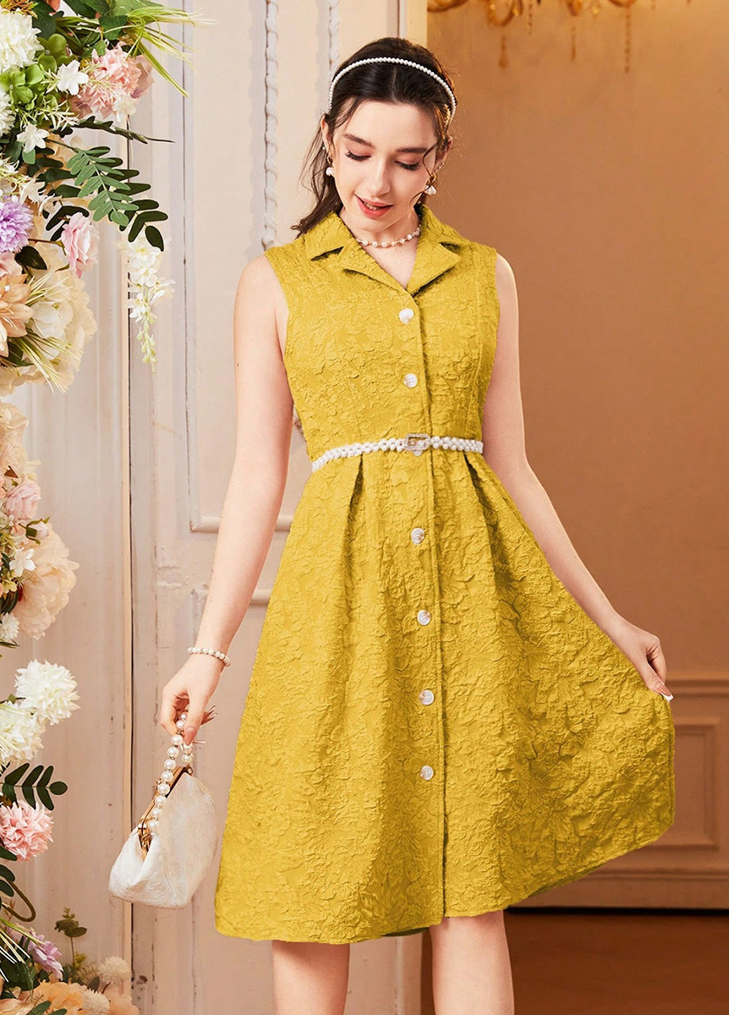 Горчичное платье SHEIN (324691974)