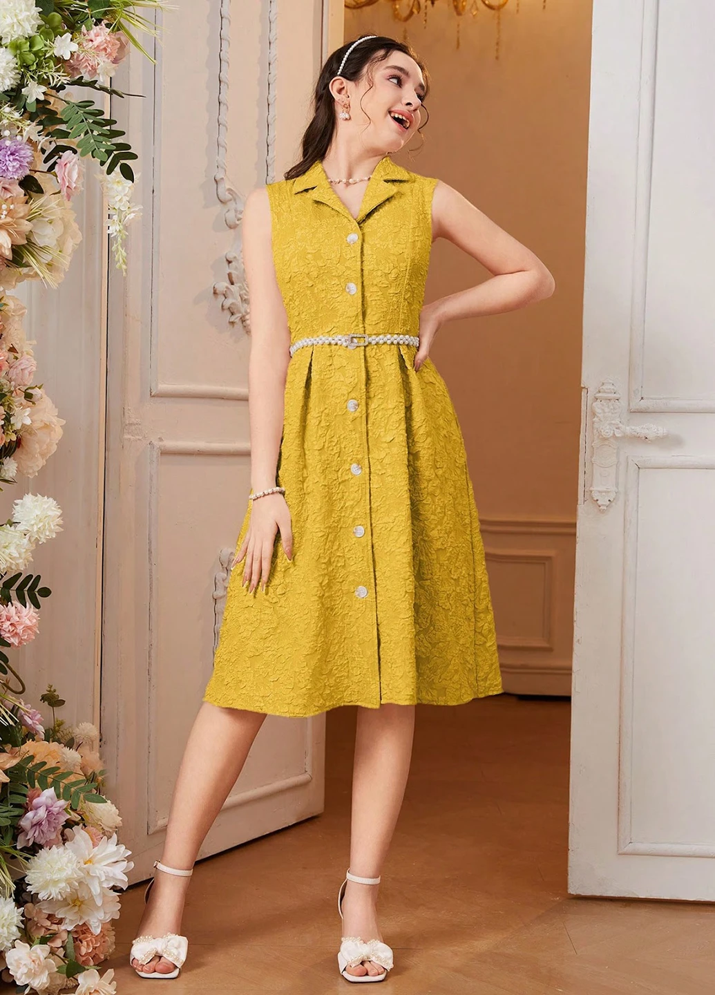 Горчичное платье SHEIN (324691974)