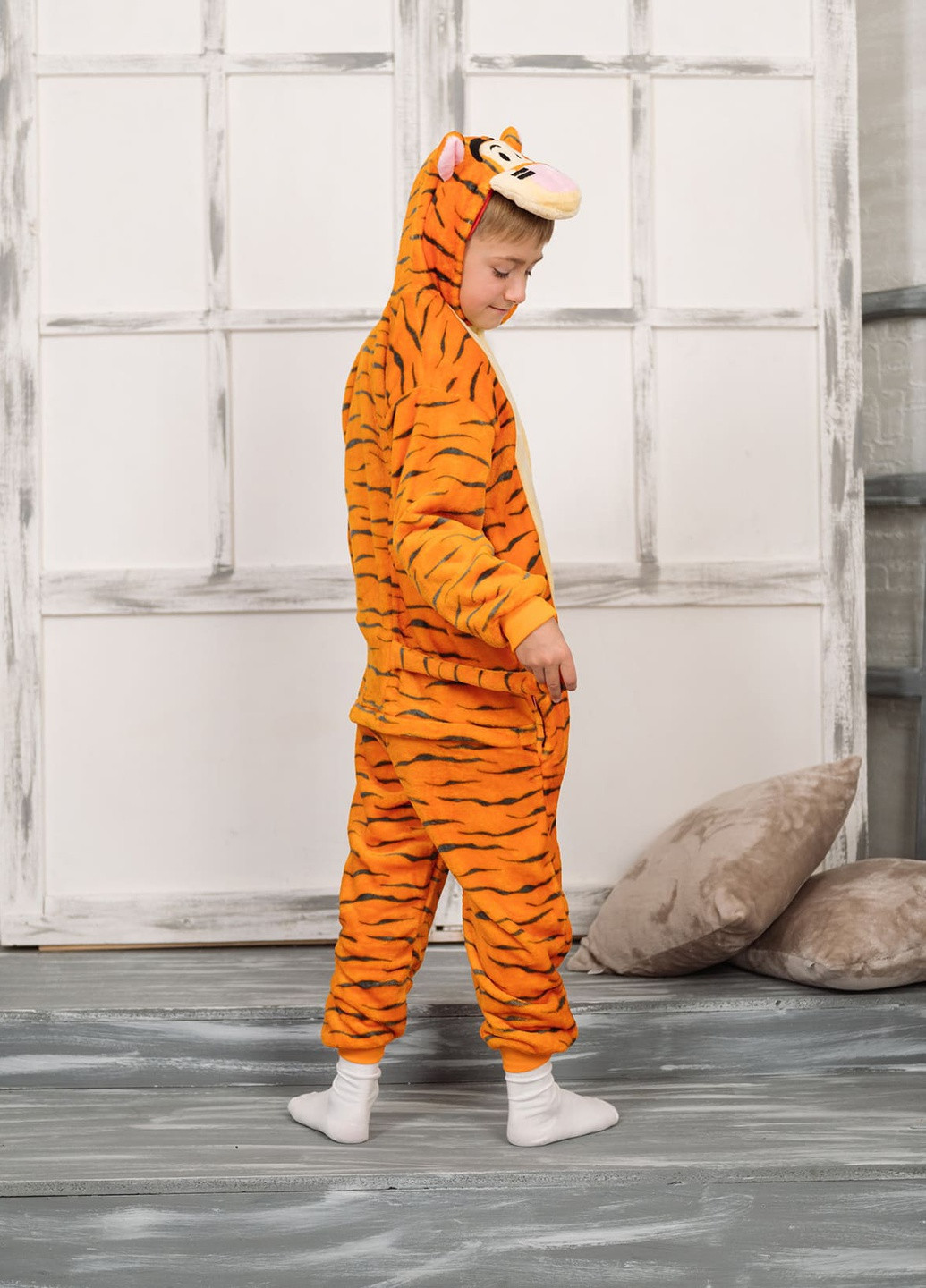 Оранжевая всесезон детская пижама кигуруми тигр тигруля DobraMAMA