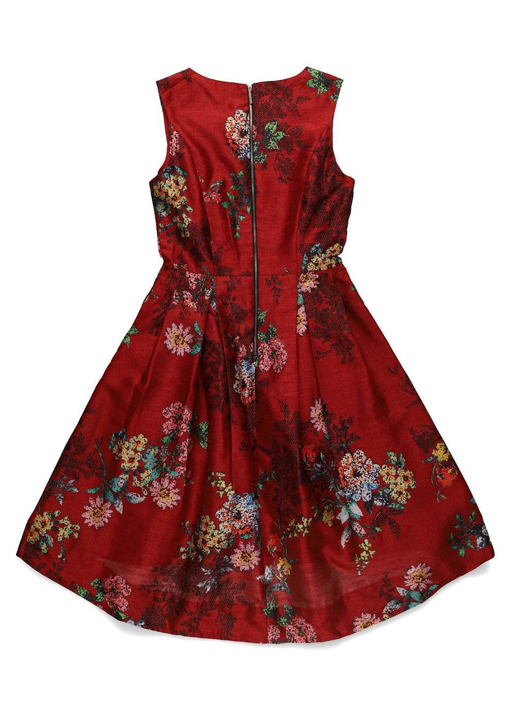 Бордовое вечернее платье клеш Derhy с цветочным принтом