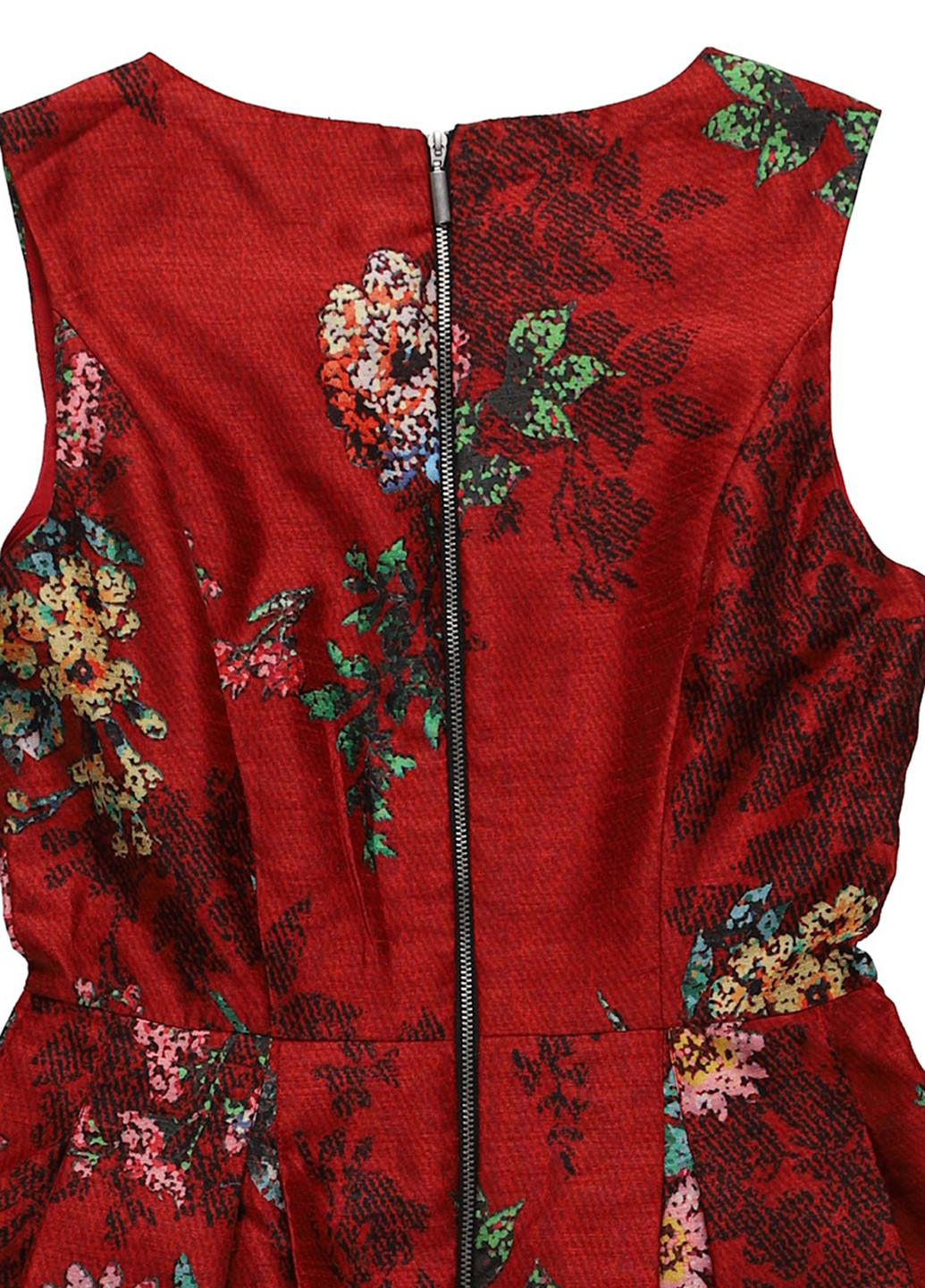 Бордовое вечернее платье клеш Derhy с цветочным принтом